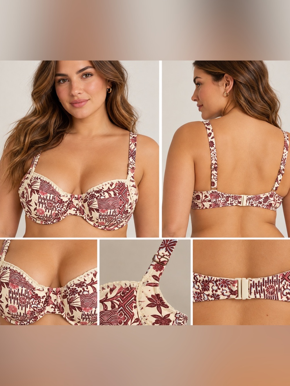 Abercrombie & Fitch Curve Love Underwire Bikini Top Medium NWT Floral
